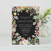 Bloementuin grens bruiloft uitnodiging (Staand voorkant)