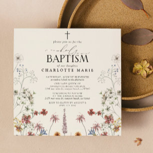 Bloementuin Heilig Doopsel Waterverf Wildbloem Kaart