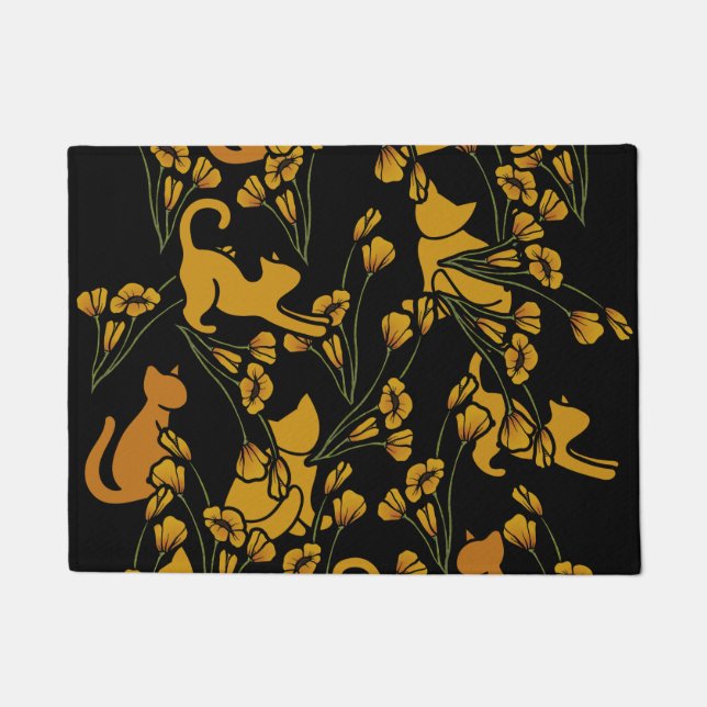 Bloementuin Katten Sinaasappel Tabby Cat Deurmat (Voorkant)