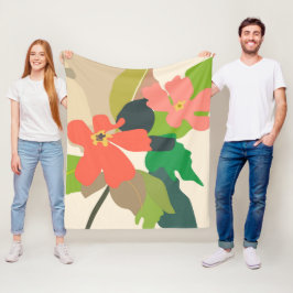 Bloementuin kleurblokken fleece deken