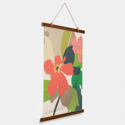 Bloementuin kleurblokken hangend wandkleed (Gebogen)