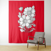 Bloementuin kleurplaat voor ontspanning wandkleed (In situ)