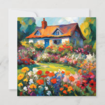 Bloementuin Landhuis Platte Wenskaart