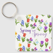 Bloementuin Lente Is Gearriveerd Sleutelhanger (Voorkant)