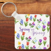 Bloementuin Lente Is Gearriveerd Sleutelhanger (Voorkant)