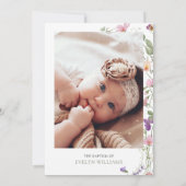 Bloementuin Meisje Doop en Doop Foto Kaart (Achterkant)