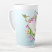 Bloementuin Monogram Hart Blauw Latte Mok (Linkerhoek)