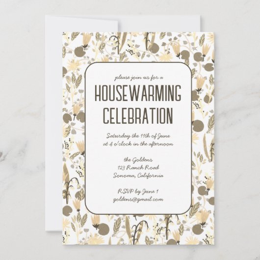 Bloementuin Neutrals Custom HOUSEWARMING PARTY Kaart (Voorkant)