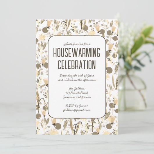 Bloementuin Neutrals Custom HOUSEWARMING PARTY Kaart (Staand voorkant)