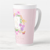 Bloementuin roze latte latte mok (Rechterhoek)