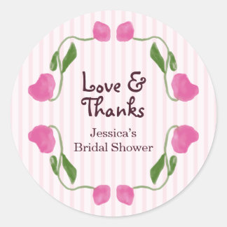Bloementuin Roze Liefde en Dankbaarheid Bruidsdouc Ronde Sticker