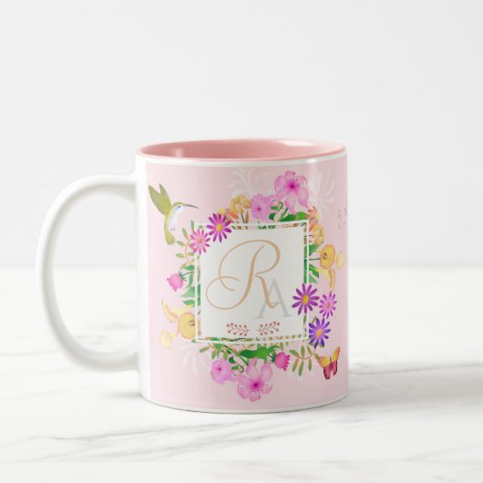 Bloementuin roze Monogram Mok (Links)