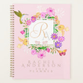 Bloementuin roze Monogram Planner (Voorkant)