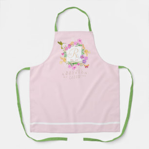 Bloementuin Roze Monogram Schort