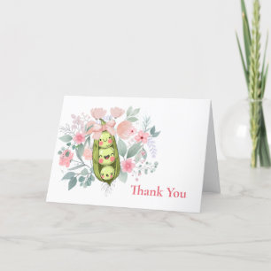 Bloementuin Sweet Pea In Pod Girl Baby shower Bedankkaart