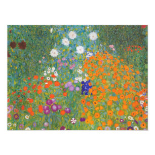 Bloementuin van Gustav Klimt Foto Afdruk