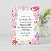 Bloementuin verjaardagsfeestje uitnodiging (Staand voorkant)