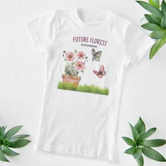 Bloementuin vlinders libellen Waterverf T-shirt
