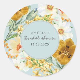 Bloementuin wilde bloemen Lente Bruidsdouche Ronde Sticker