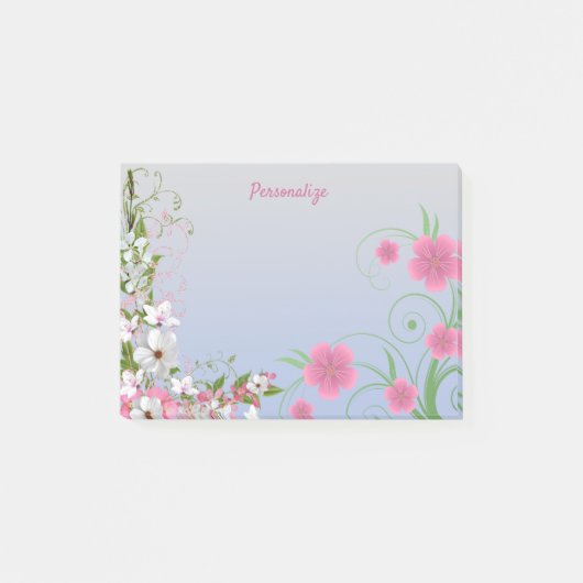 Bloementuin Wit & Roze Bloem Persoonlijk Post-it® Notes (Voorkant)
