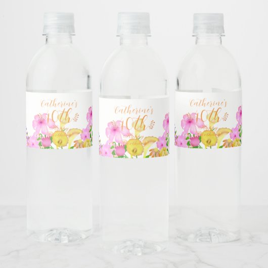 Bloementuin wit waterfles etiket (Flessen)