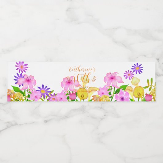 Bloementuin wit waterfles etiket (Enkel label)