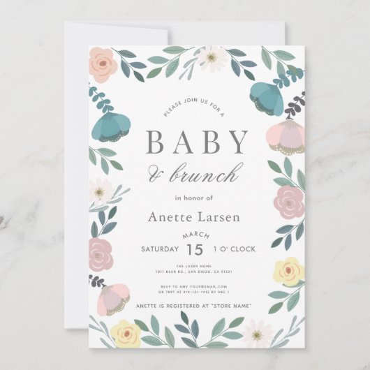 Bloementuin Witte Meisje Brunch Baby shower Kaart (Voorkant)