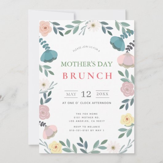 Bloementuin Witte Moederdag brunch Kaart (Voorkant)