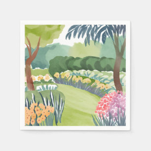 Bloementuinwandeling Flora Natuur Waterverf Servet