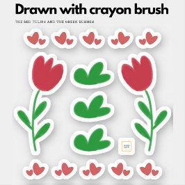 Bloementulpen harten in rode en groene struiken sticker