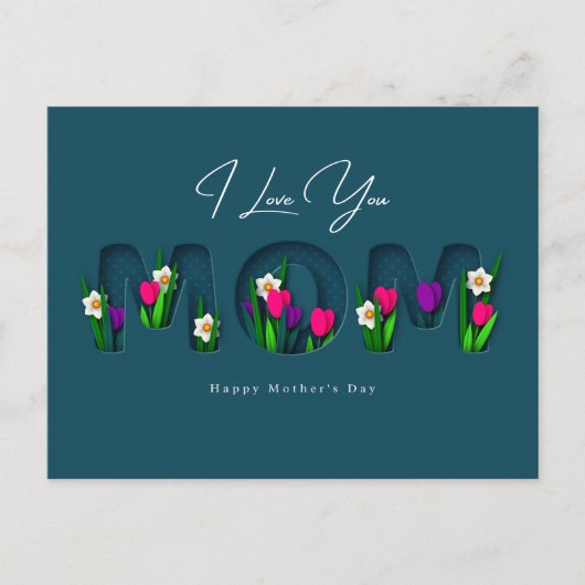 Bloemenuitsnijding Moederdag Briefkaart (Voorkant)