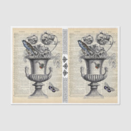 Bloemenurn met vogel & bij tissuepapier