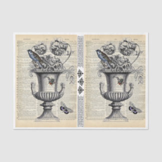 Bloemenurn met vogel & bij tissuepapier