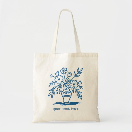 Bloemenvaas Doodle Custom Boodschappen Winkelen Bl Tote Bag (Voorkant)