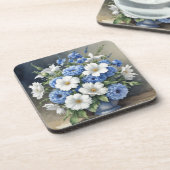 Bloemenvaas Elegante Waterverf Bier Onderzetter (Linkerzijde)