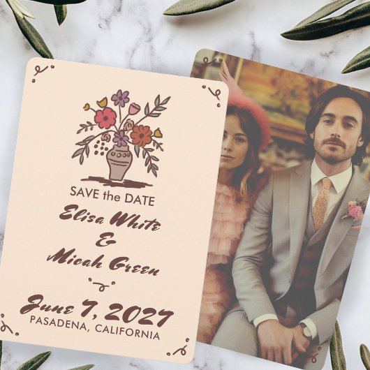 Bloemenvaas Landelijk Sfeervol Schetsen Custom Fot Save The Date