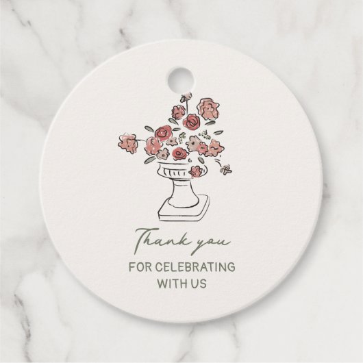 Bloemenvas bedankbriefjes bedankjes labels (Voorkant)