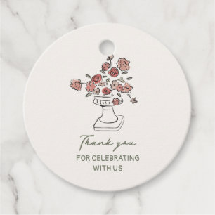 Bloemenvas bedankkaartjes bedankjes labels