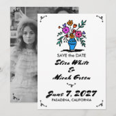 Bloemenvase Landelijk Whimsical Schattig Schets Z& Save The Date (Voorkant / Achterkant)