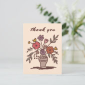 Bloemenvase Landelijk Whimsical Schets Bedankt Briefkaart (Staand voorkant)