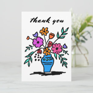 Bloemenvase Losse Whimse Schets Kleurrijk Stout Bedankkaart