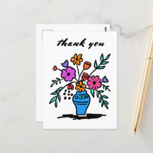 Bloemenvase Losse Whimse Schets Kleurrijk Stout Briefkaart
