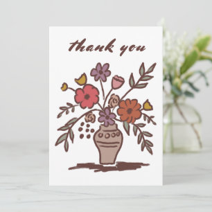 Bloemenvase Rustiek Whimsical Schets Neutrale Kleu Bedankkaart