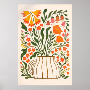 Bloemenvazenposter, Scandinavische botanische muur Poster