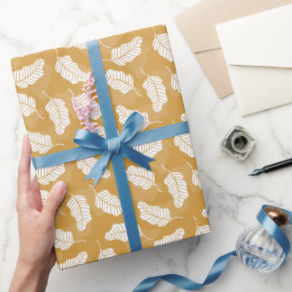 bloemenveer | Gouden en witte bladeren Cadeaupapier