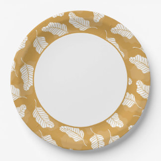 bloemenveer | Gouden en witte bladeren Papieren Bordje