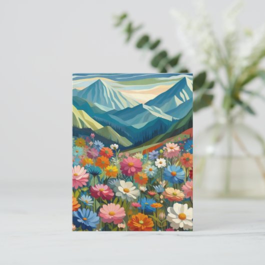 bloemenveld briefkaart (Staand voorkant)