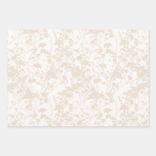 Bloemenveld (Ivoor - Champagne) Inpakpapier Vel (Voorkant 3)