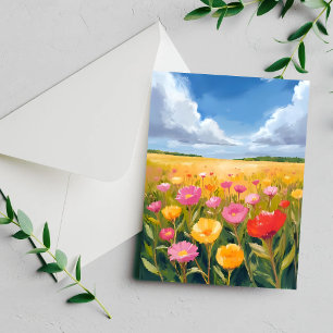 Bloemenveld Landschap Schilderen Kaart
