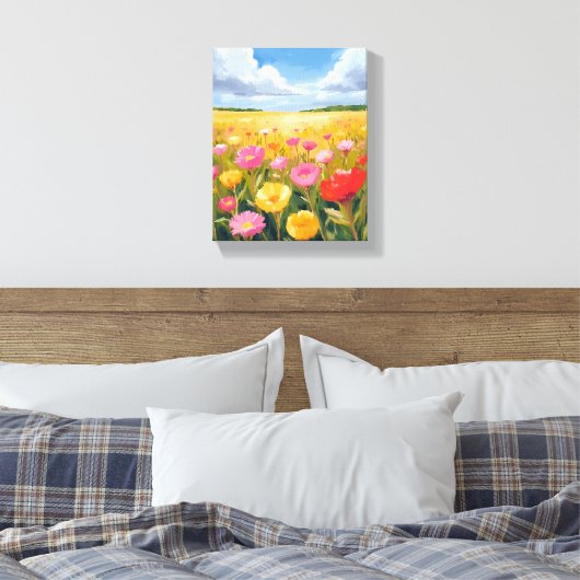 Bloemenveld Landschap Schilderkunst Canvas Afdruk (Insitu (Slaapkamer))